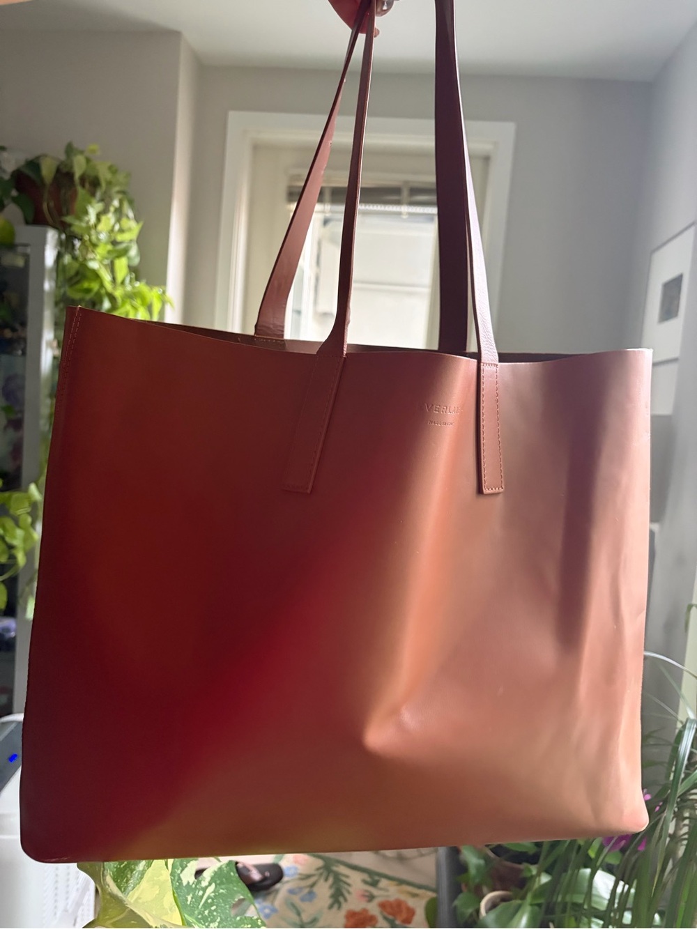 Everlane Market Leather Tote Bag in Warm Brown